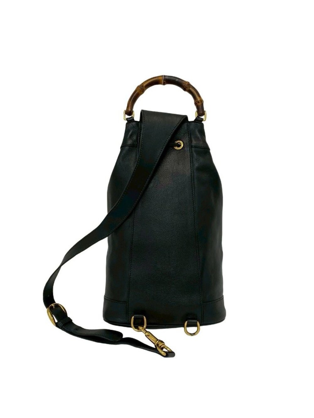 Gucci Vintage Bamb Leather Drawstring Belt Bag Black - Picture 3 of 10